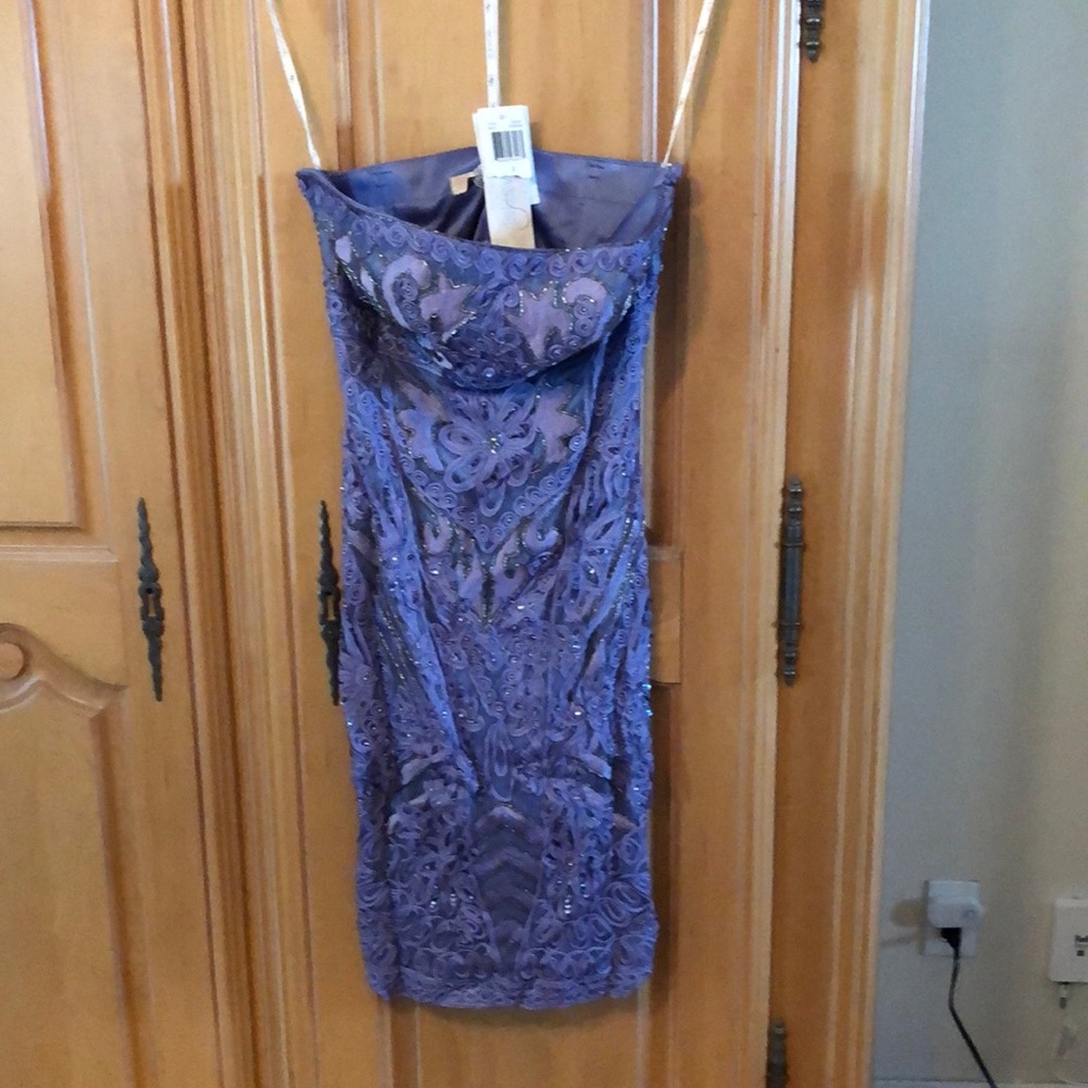 Sue Wong purple bead strapless dress